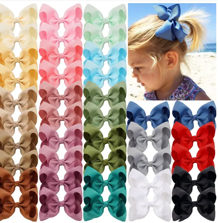 JOYOYO 40Pcs 4.5" Hair Bows Alligator Clips, Grosgrain Ribbon Girls Bows Clips Barrettes Hair Accessories for Baby Girls Toddlers Kids Teens