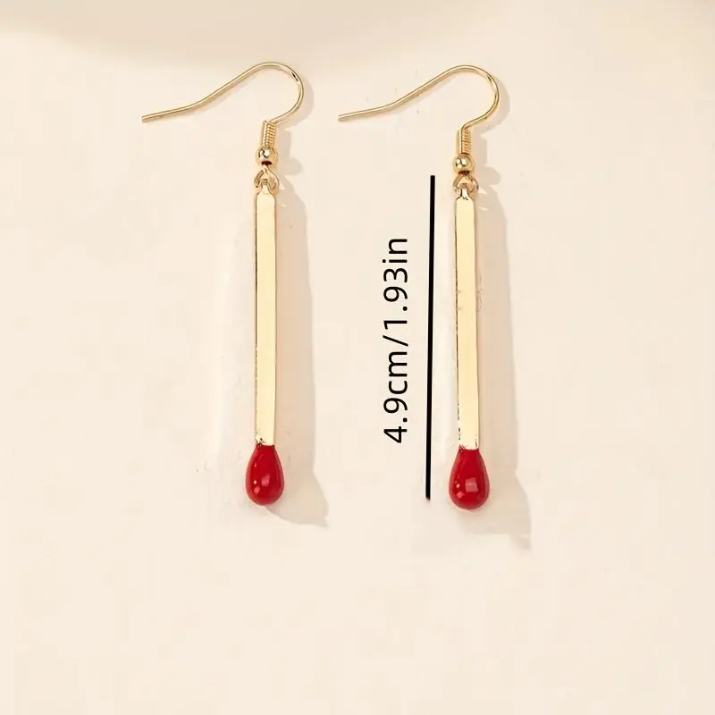 Silvery Dangle Earrings for Women, Minimalist Matchstick Bar Design, Unique Female Jewelry Style Earrings and Fashion Gift Idea, Copper, Unique Shape