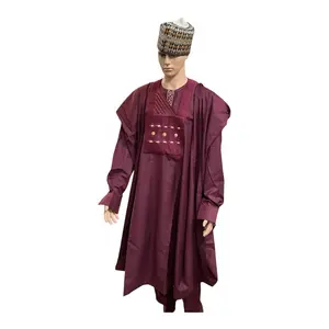 African men Agbada /3pieces set/ wedding suit/ senator suit/ Groomsmen suit/birthday suit/ handmade embroidered clothing. Menswear Formal Elegant Costumes