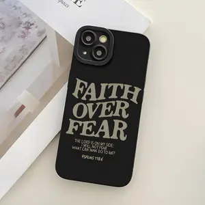 Fashion Creative Faith Over Fear Design Phone Case, Anti-collision Phone Protective Cover, Phone Accessory Compatible with iPhone 11 12 13 14 15 16 17 Series