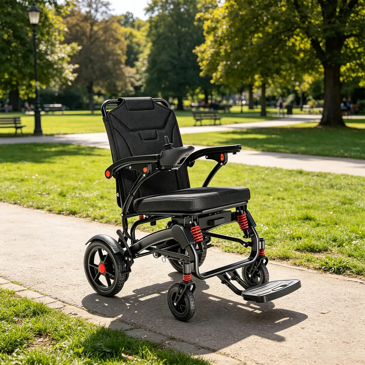 HOMYKING Lightweight Foldable  39lb Power Wheelchair for Elderly Users & Adults, 250W Dual Motor, 5-Speed Adjustable,  Left/Right Hand Switch,foldable wheelchair