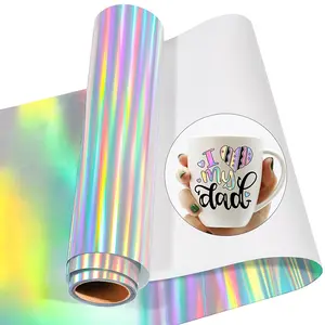 1ROLL  Holographic Rainbow Plain Face Laser Adhesive Lettering Film 59.84*12.01 Inch Waterproof High-quality Permanent Vinyl Suitable for Handicrafts Home Decoration Car Triangle Window Bumper DIY Decorative Stickers Truck Car Decal Universal Car Sticker