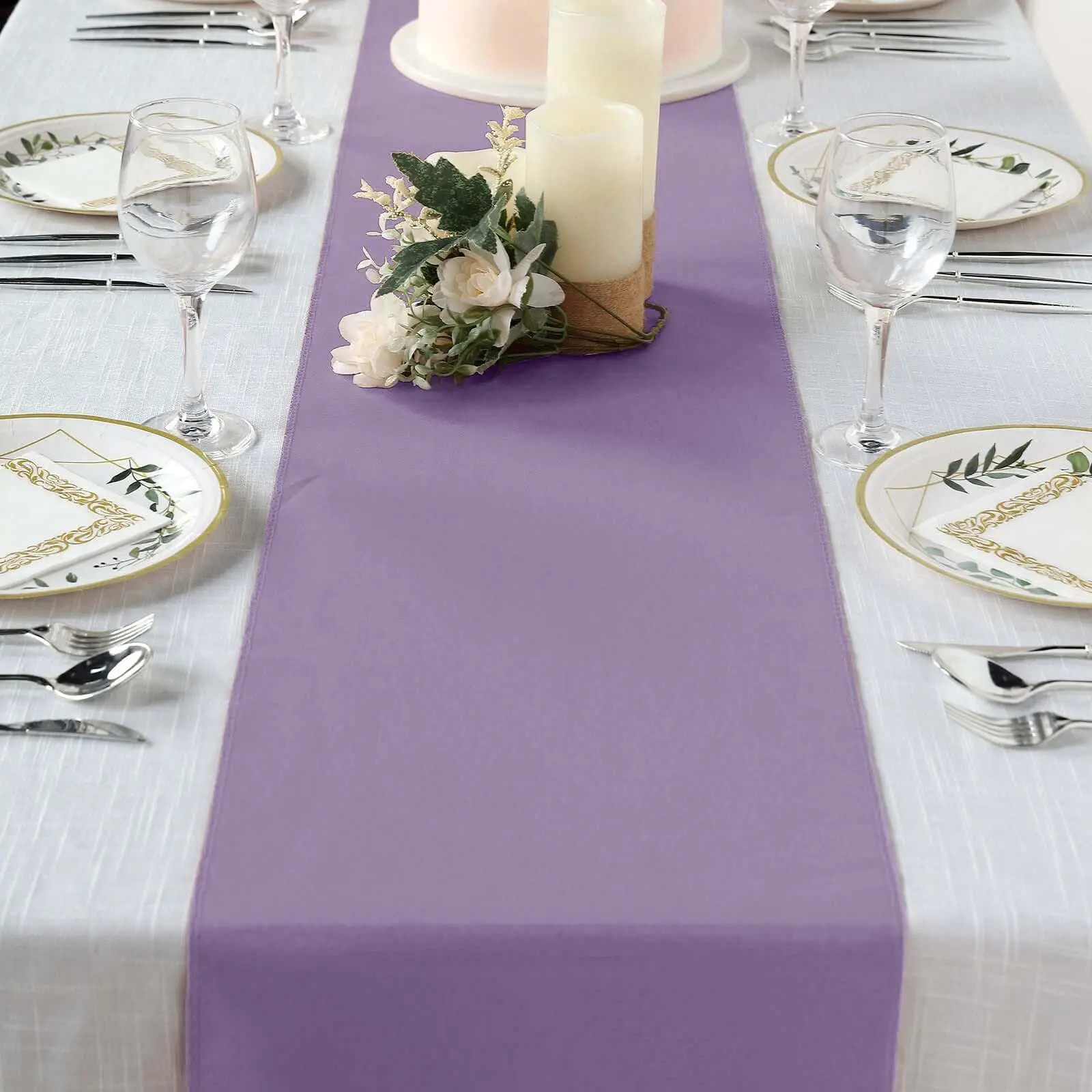 Polyester Table Runner, 12"x108" Violet Amethyst - Wrinkle-Resistant, Durable Kitchen Linen for Decoration, Party, Wedding