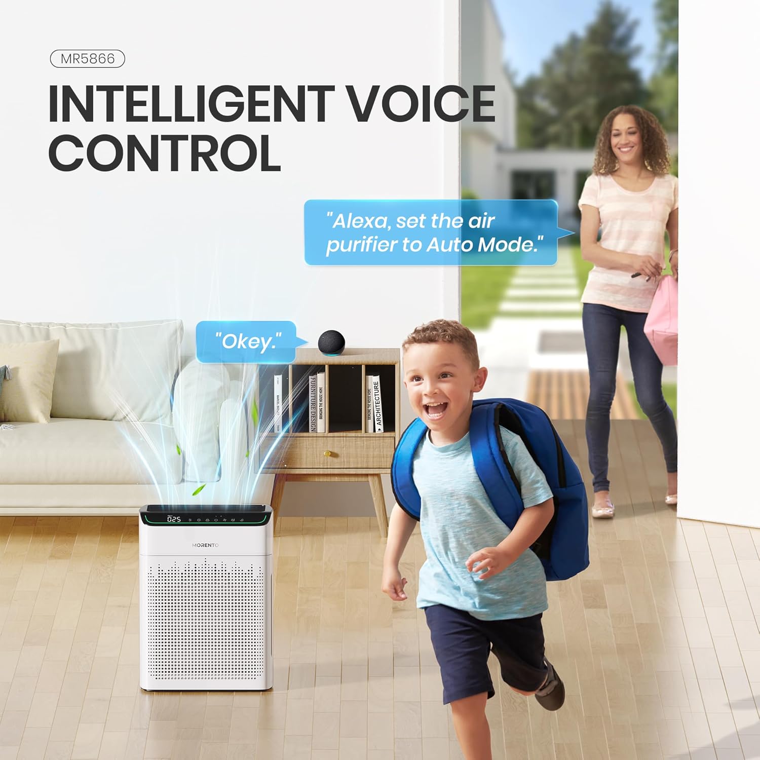 MORENTO 5866 Air Purifier for Home Large Room Up to 1290 Sq Ft with PM 2.5 Display, HEPA Sleep Mode Double-sided Air Inlet for Smoke and Odor#TikTokShopBlackFriday