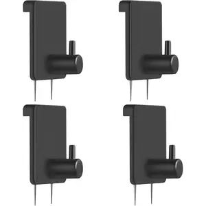 4 Pcs Cubicle Hooks for Fabric Walls Cubicle Clips Fabric Panel Wall Coat Hooks Stainless Steel Picture Hangers for 50 Lbs Home Office Room Board Hanging Supply, Black