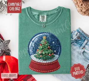 Christmas Snow Globe Comfort Colors, Trendy Women's Winter Tshirt