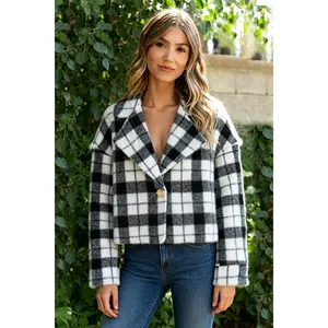 Checkmate Chic Faux Fur Coat