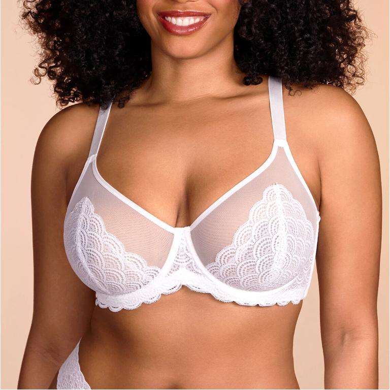 HSIA Mermaid Scales Lace Unlined Full Coverage Plus Size Underwire Minimizer Bra Comfortable Mesh Cup