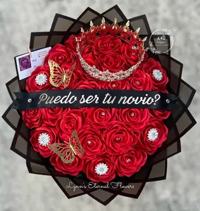 Romantic Eternal Rose Bouquet – Proposal Gift with Crown
