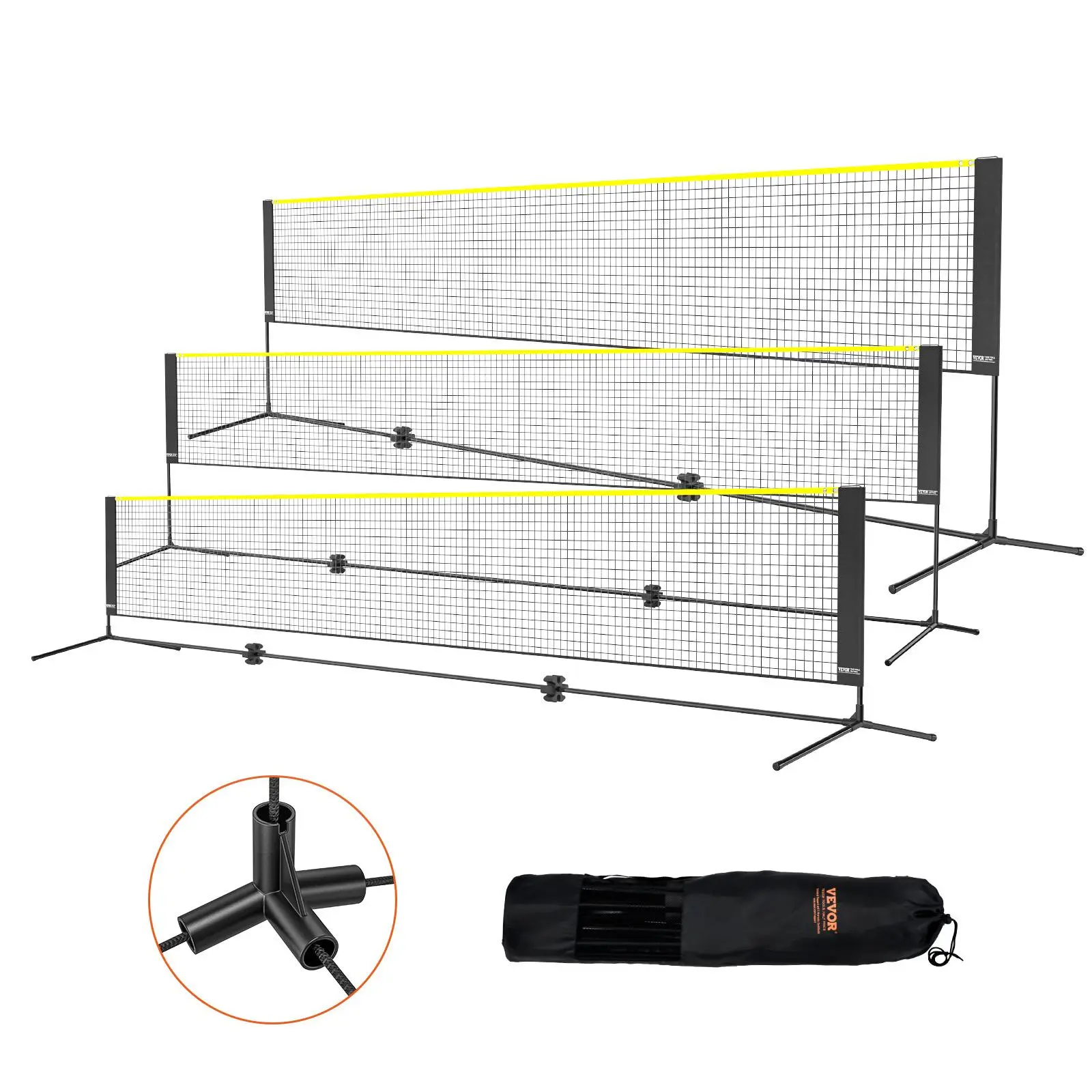 【Summerfinds】VEVOR Badminton Net,  , Height Adjustable Volleyball Net, 17ft Wide Foldable Pickleball Net, Portable Easy Setup Tennis Net Set with Poles, Stand and Carry Bag, for Kids Backyard Game Indoor Outdoor Use