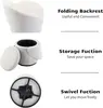 CHAIRUS 3-in-1 Sherpa Foam Soft Seat Ottoman Stool - 360° Swivel Ease, Foldback Backrest, Footstool with Storage, Hidden Lid, 16.5"w x16.5"d x17.5"h, Modern Cylindrical Vanity Furniture for Small Spaces (Home Decor) CHAIRUS 3-in-1 Sherpa Foam Soft Seat Ottoman Stool - 360° Swivel Ease, Foldback Backrest, Footstool with Storage, Hidden Lid, 16.5"w x16.5"d x17.5"h, Modern Cylindrical Vanity Furniture for Small Spaces (Home Decor)