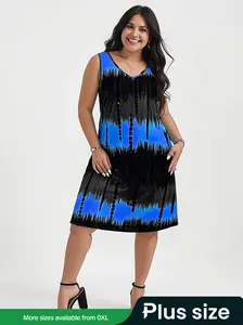 [Plus Size] Bodycon Sleeveless Dress, Plus Casual Fashion Dress for Daily Outdoor Wear, Women Plus Clothing for All Seasons, Womenswear