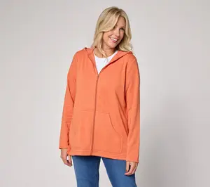 Belle by Kim Gravel Sponge Fleece Zip Front Hooded Jacket
