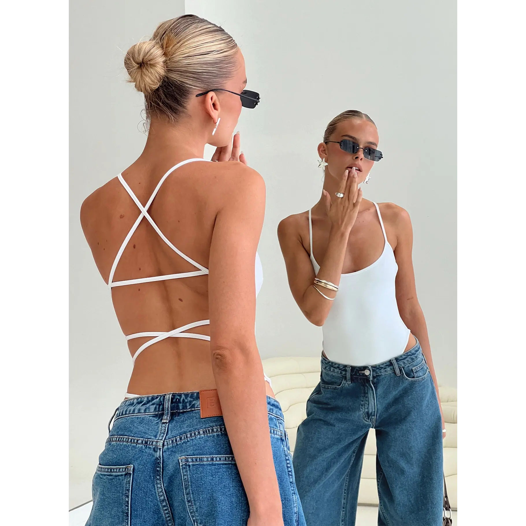 All Tied Up Bodysuit White