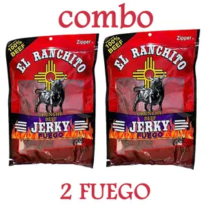 HOT! COMBO 2 PACK Fuego El Ranchito Crunchy Beef Jerky Net Wt. 2 oz