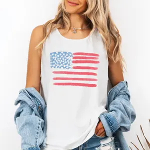 Painted Flag, Fourth of July, America, Patriotic, USA Comfort Colors Tank Top, Women's Comfort Colors Tank Top