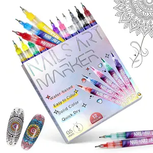 Holiday haul-Christmas gifts Cutics Doodle Pen for Nail DIY Art Quick Drying Acrylic Painting and 3D Dot Embroidery mma acrylic nail - On Nails Quick Drying Dot Stitching Nail Art Pen for Home and Salon DIY, Nail Care Cutics Manicure Polish Cosmetic