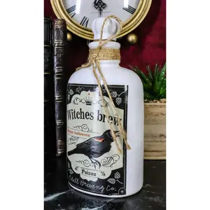 Ebros Gift Witches Raven Brew Happy Halloween Poison Ceramic Bottle