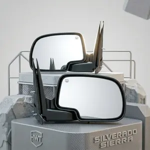 Power Heated Side Mirrors with Red LED Arrow Signal Compatible with 2007-2013 Chevy Silverado GMC Sierra 1500 2500 3500, Pair Tow Mirrors Replacement for 15945789 15945790