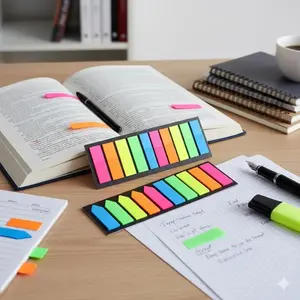 Waterproof & Anti-Curl Fluorescent Index Tabs, 200pcs Removable Bookmark Sticky Notes, Multi-Color Highlight Tabs for Study Review Exam, Office Planner Decoration Essential Tool, Adhesive Tabs, Removable Dividers Tabs