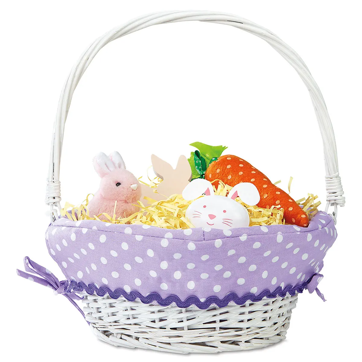 Lillian Vernon Kids Wicker Easter Basket - Removable Lavender Liner, For Young Girls & Boys, Baby’s First Egg Hunt, Cute Spring Gifts, 11” x 14” Pastel