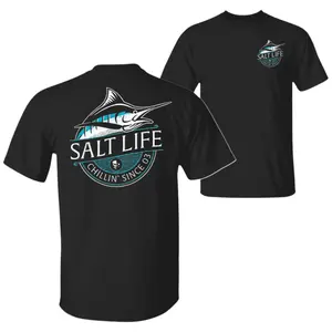 Salt Life Chillin' Marlin T-Shirt, Sailfish Graphic Tee, Soft Cotton Unisex Shirt, Coastal Lifestyle Apparel for Men & Women, Fishing and Beach Lover Gift