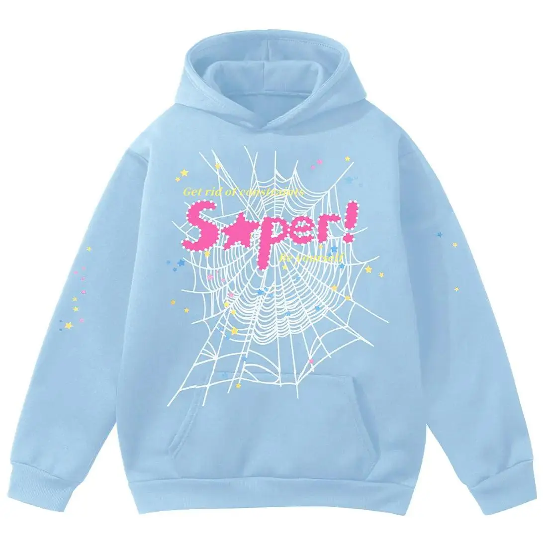 EMILYLE Y2K Spider Hoodie Cobweb Pattern Print Unisex Sweatshirt Men Women Graphic Outwear(skyblue23XL)