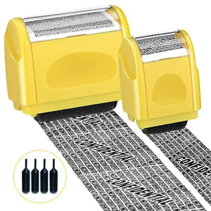 [Summervibes] 2 Pack Identity Theft Protection Roller Stamp, Wide Confidential Stamp Set with 4 Refill Ink for ID Blockout, Privacy & Security