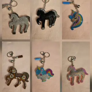 Horses and Unicorns Bling Bag Charm Keychains - Fun Unique Accessories for Everyday Use - Quirky and Versatile for Work School or Errands