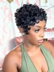 Curly Wave Pixie Wigs Human Hair for Women Kinky Curly Wig Natural Comfortable Realistic No Shedding Short Hair Wig