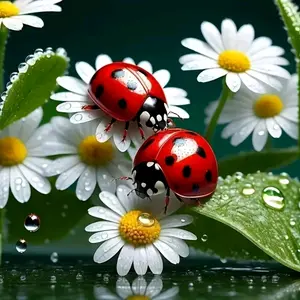 Ladybugs Daisy Dewdrops Art Painting Diamond Painting 5D DIY Diamond Painting Kit Full Drill Square Round Diamonds Embroidery Cross Stitch Art Craft, Handicraft, Home Wall Decor Art Gift For Living Room Bedroom Office Handmade Decorative Painting Set