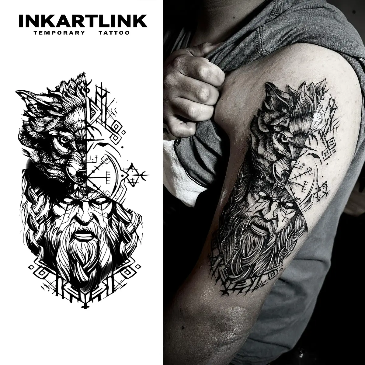 INKARTLINK Tattoo Tech,Prism Paradox Series ,2 Sheets Extra Large Semi Permanent Tattoo, Adult Art Design Temporary Tattoos, Lasts 1-2 Weeks, Waterproof, Realistic Look, No Adhesive, No Reflection (Pious Nun)