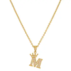 26 English letter necklace copper micro-inlaid zircon stainless steel collarbone chain female