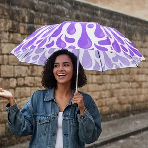 Splattered Purple Paint Pattern Umbrella – Semi-Automatic Rain Umbrella