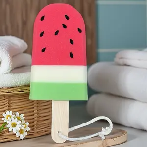 Large Watermelon Ice Cream Shaped Bath Sponge, Multi-Functional Design, Suitable for Shower Cleaning Kitchen Washing Cup Cleaning