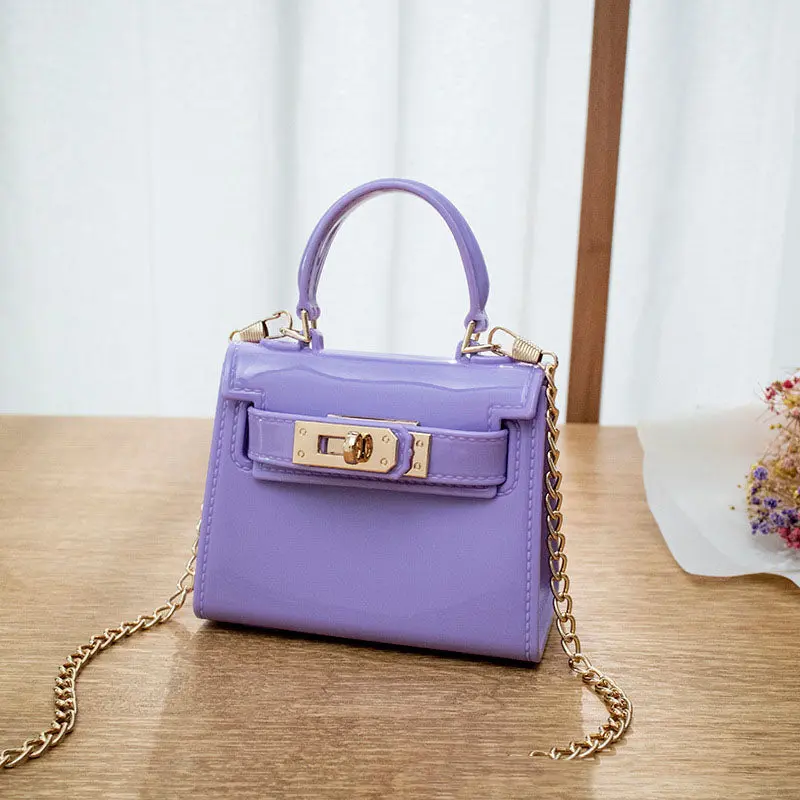 Fashionable Mini Handbag for Women, Chic Plain PVC Jelly with a Small Square Shape, Top Handle and Turn-Lock Closure, Feminine Aesthetic, Simple Look, Square Vertical Section, Minis Women's Handbags