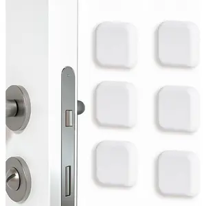 Door Stoppers Wall Protector,  Door Bumper, Self-Adhesive Wall Shield, Door Slamming Silencer, Door Knob Guard for , Office, School, 1.77 x 1.77 Inch [6 Pack] [White]