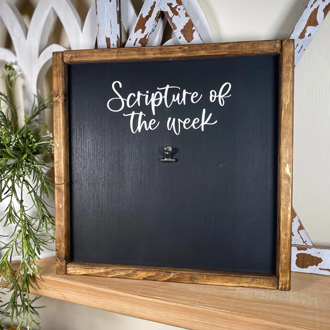 Scripture of the Week Framed Wood Sign, Memory Verse Wall Art, Inspirational Christian Home Decor Products, Farmhouse Style, Rustic Farmhouse Design, Bible Verse Sign, Decorative Plaque, Wooden Decor, Vintage Plaque Decoration, Vintage Plaque Decor