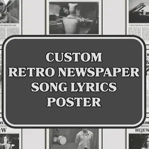 Request Your Retro Newspaper Print / Song Lyrics Poster / Request Your Own Album Choice / Custom Music Print / Album Art Prints / Gift Idea