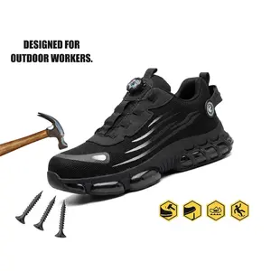 Men's Steel Toe Safety Shoes – Puncture & Smash Proof Work Boots, Breathable Mesh, Anti-Slip Sole, Magnetic Closure, Durable Outdoor Construction Footwear