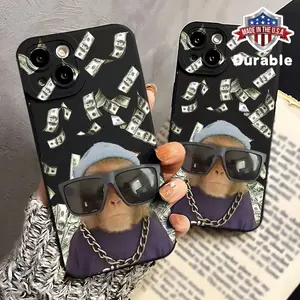 Angel Eyes Soft Phone Case with Monkey And Money Pattern UV Printing Matte Phone Cover 360 Degree Full Protection for Iphone 11 12 13 14 16 Pro Max Plus SE Mini for Smartphone Protective Protector Casing Cellphone