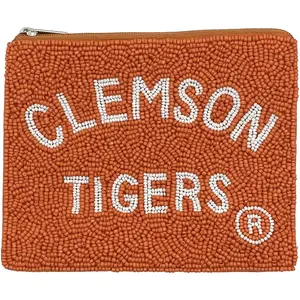 (Licensed) Clemson University Beaded Coin Pouch