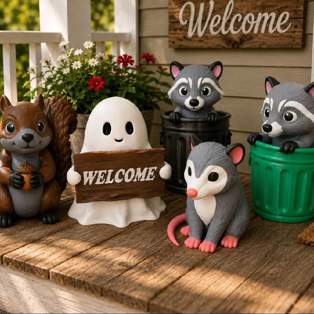 RI Printing Porch Pals 3D Printed Decorative Figurine for Porches Patios Gardens Entryways
