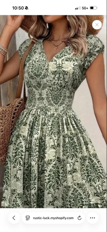 Printed Cap Sleeve Maxi Dress