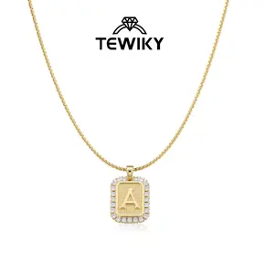TEWIKY Initial Necklace for Women Letter Necklace for Men Gold Initial Pendant for Men Initial Letter Pendant Elegant Jewelry Gifts for Girls Greenish Spring