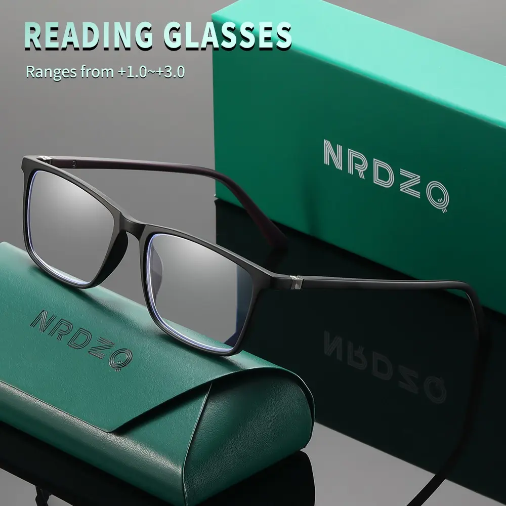 NRDZQ Anti-Blue Light Reading Glasses, Unisex Design, Multiple Colors Available, Ideal for Daily & Business Use, Comes with Leather Case