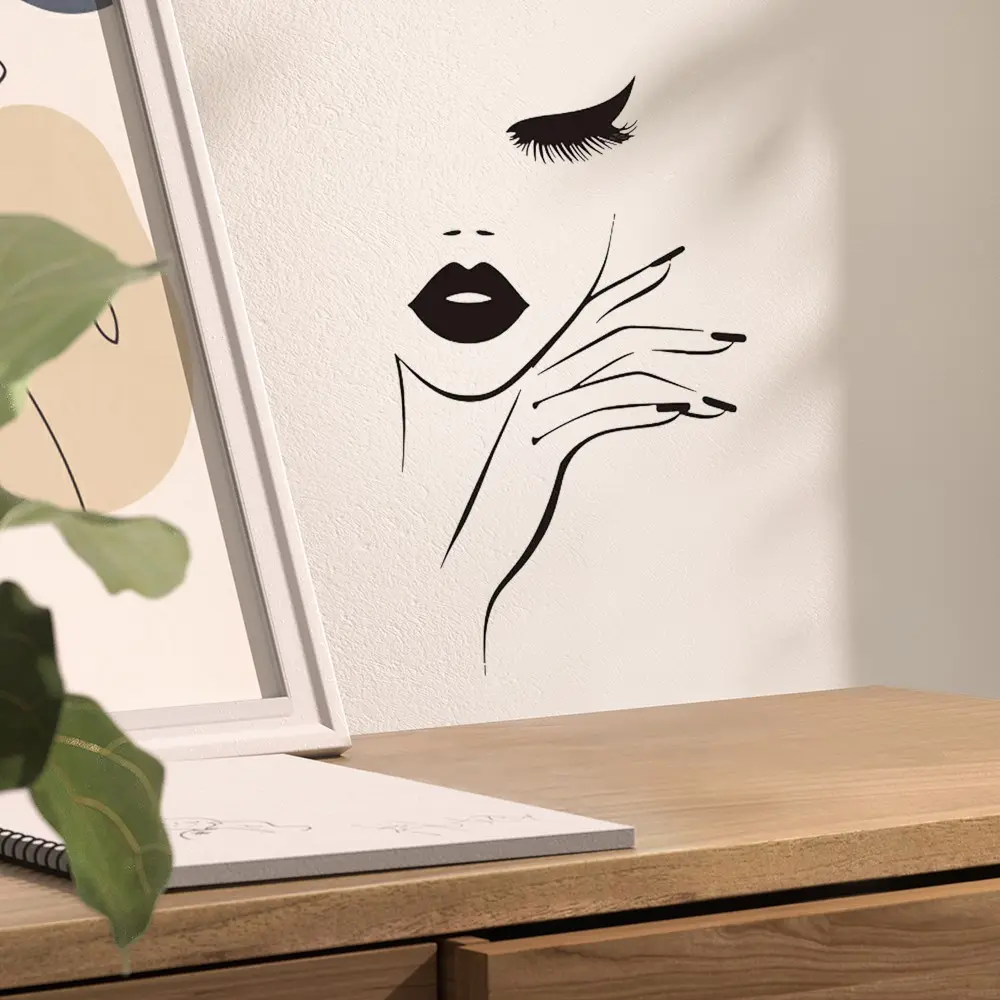 Spa Nail Art Salon Decorative Wall Stickers, Wall Decals, Fashionable Women's Eyelash Studio Vinyl Home Window Decor Removable Window Decal, Removable Wallpaper, Wall Decorations
