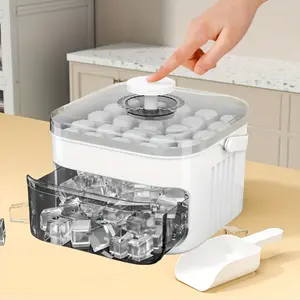 50 Grid Ice Machine with Easy Press Lid, 50 Cubic Inches Ice Capacity, Dual Layer Design, Food Grade Plastic Refrigerator Storage Rack, Ideal for Whiskey and Cocktails, Ice Cubes Maker