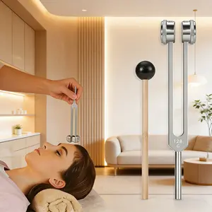 Tuning Fork 128Hz with Reflex Hammer, Non-Magnetic Aluminum Alloy Sensory Tuning Fork for Chakra Healing, Sound Therapy & Meditation