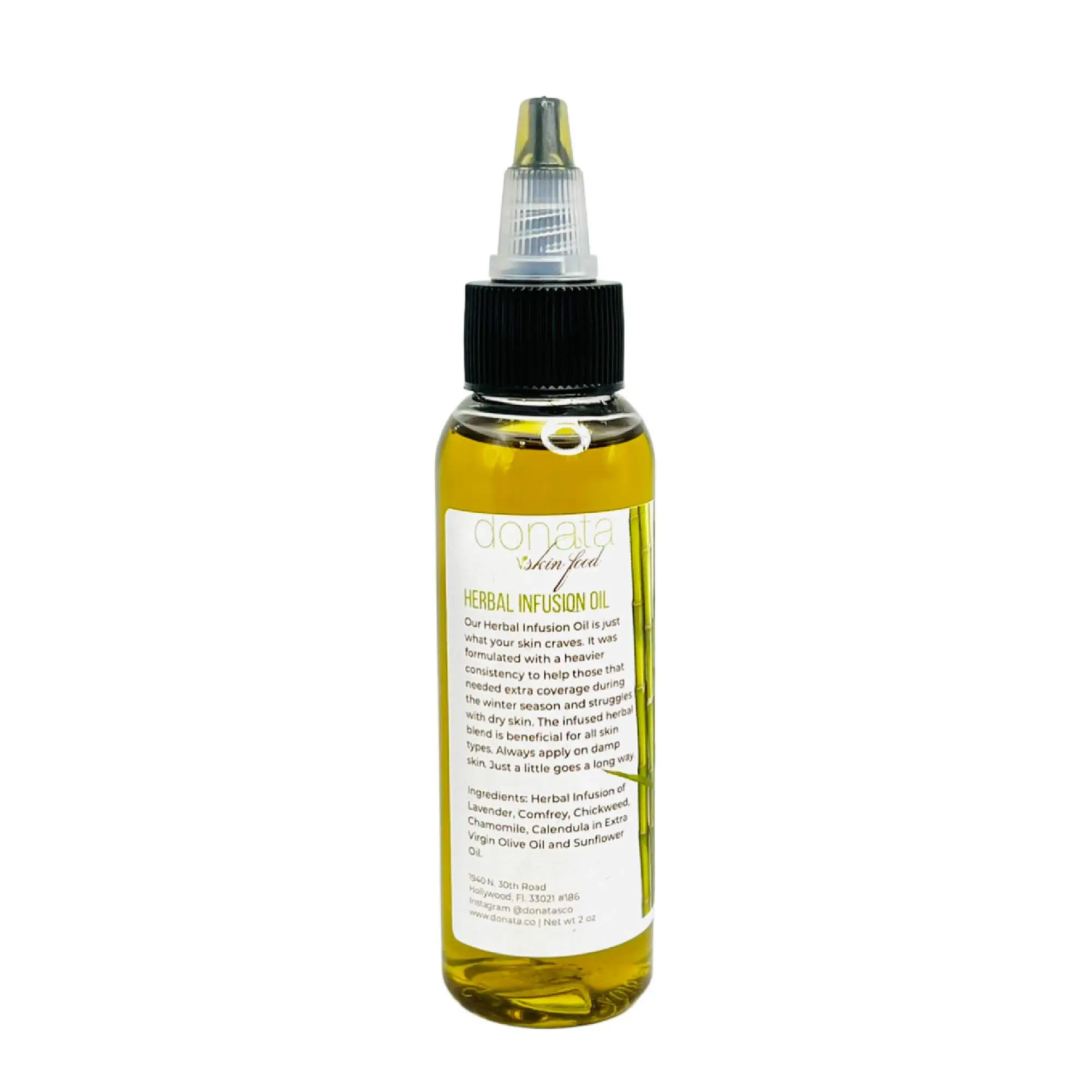 Donata Skinfood Herbal Infusion Oil - Gentle Nourishing & Soothing Body & Massage Oil for All Skin Types - Vegan, Alcohol-Free, Cruelty-Free, No Parabens, Phthalates, Sulfates, or Artificial Colors